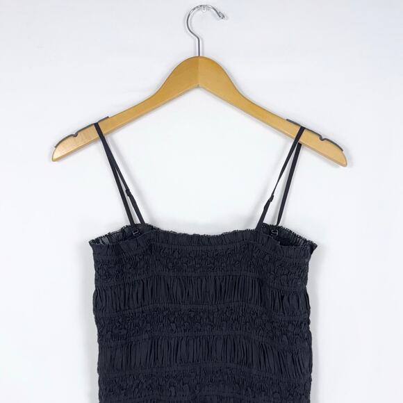 J Crew Women's Smocked Cotton Voile Maxi Dress Medium Black - Picture 11 of 16